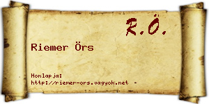 Riemer Örs névjegykártya